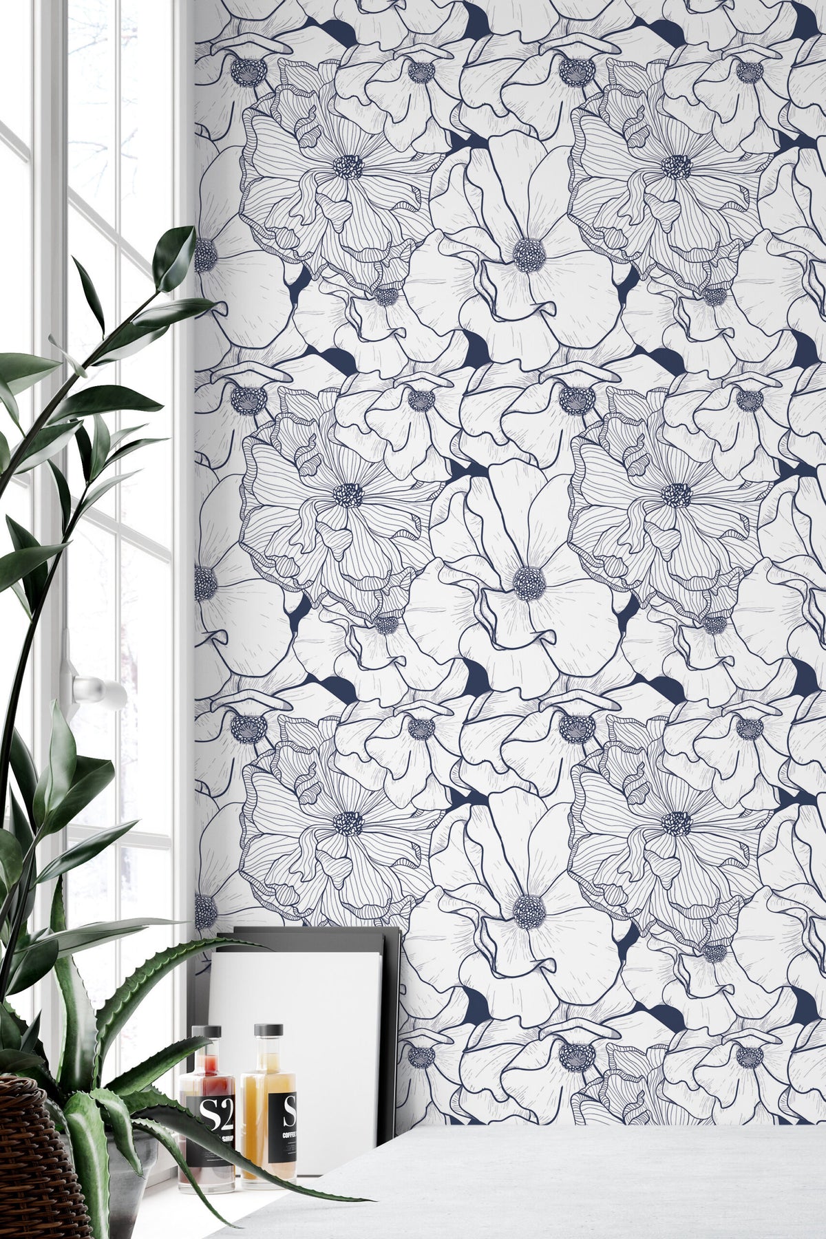 Fleurs au Trait Bleu Marine, en situation
