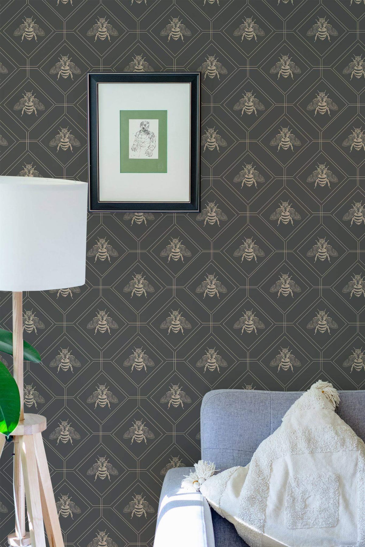 Abeilles sur Hexagones Bruns, en situation