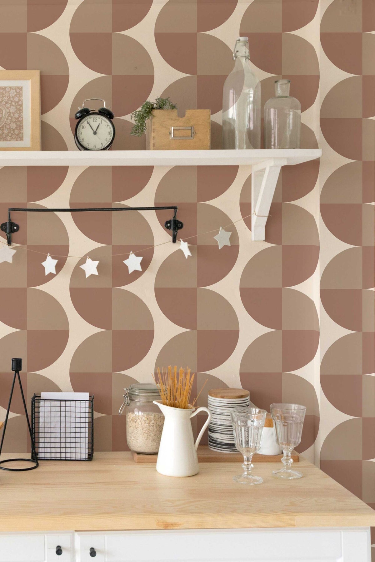 Demi-Cercles Taupe et Terre Cuite, en situation