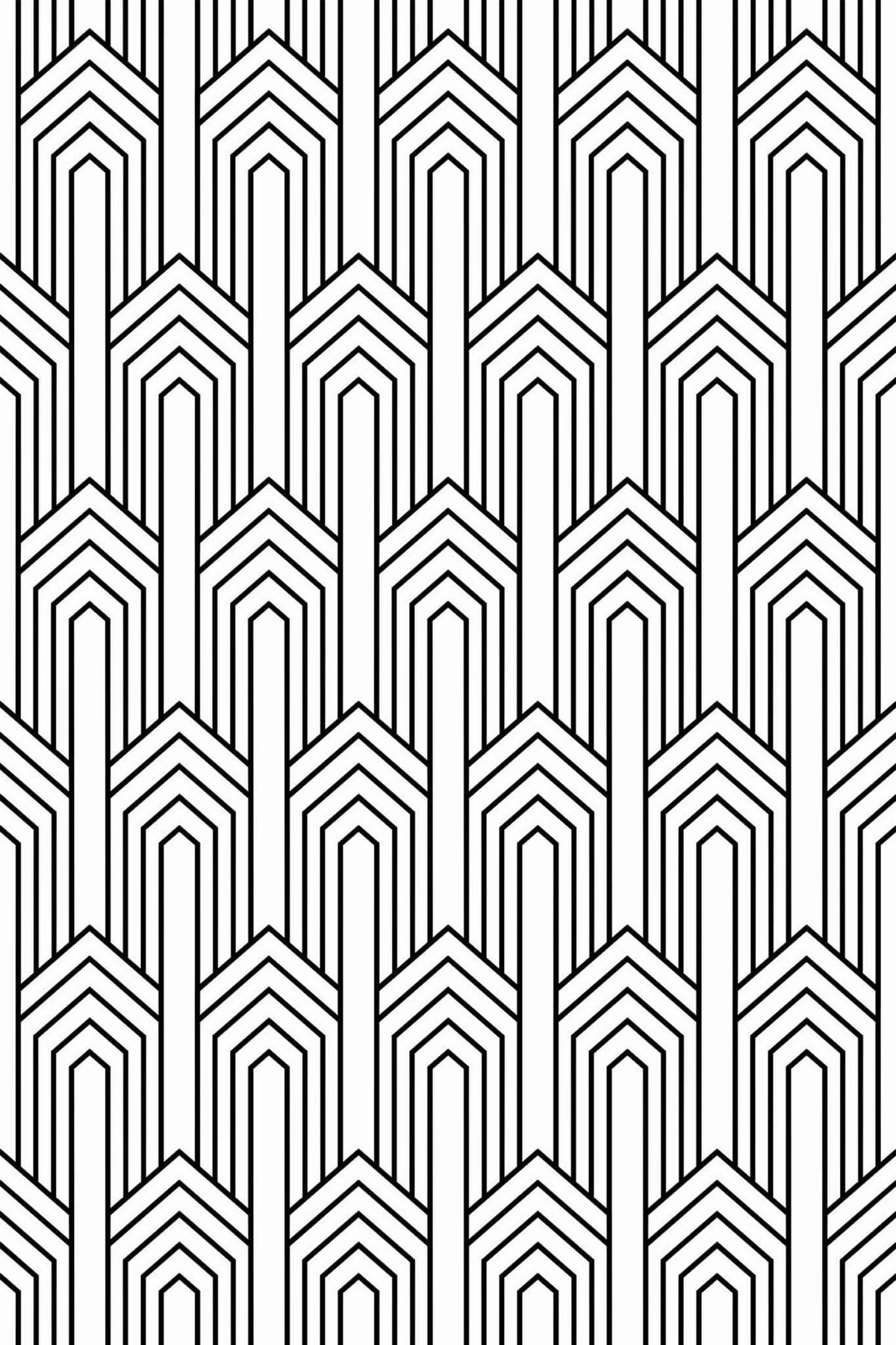 Chevrons Art Déco Noirs, le motif seul