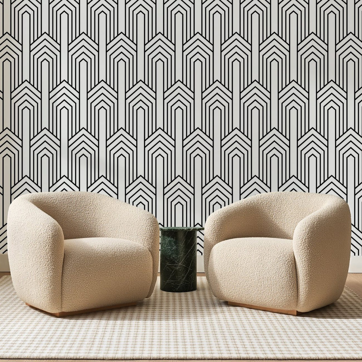 Chevrons Art Déco Noirs, en situation