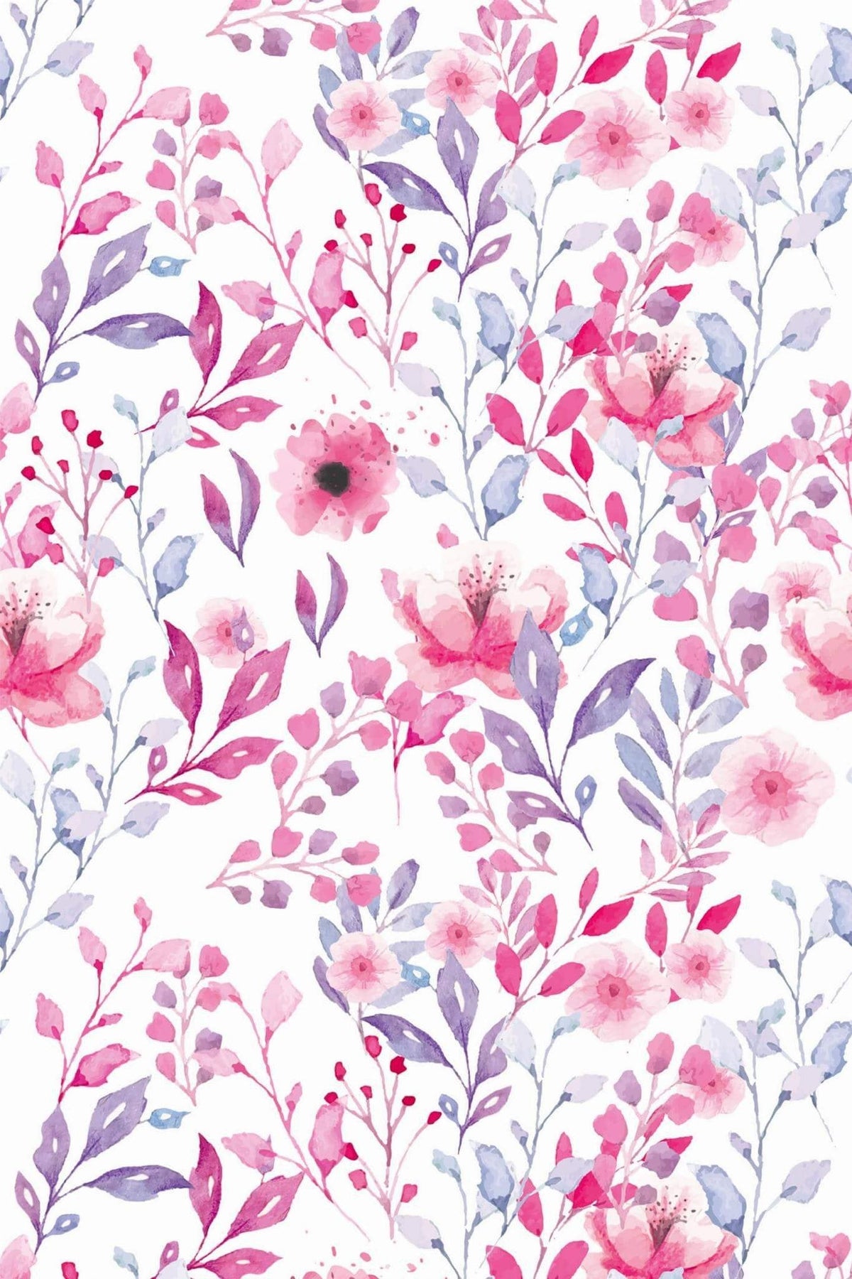 Aquarelle Fleurie Rose et Lavande, aperçu aux dimensions saisies