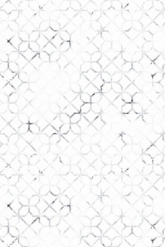 Le décor à plat : réseau de quatre-feuilles et de cercles gris pâle usés sur fond blanc.