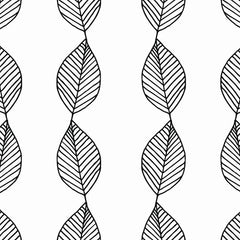 Gros plan de l'impression : contour noir épais d'une feuille et nervures obliques parallèles à l'intérieur.