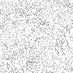 Gros plan de l'impression : contour gris très fin d'un pétale et réserve blanche autour du cœur de la fleur.
