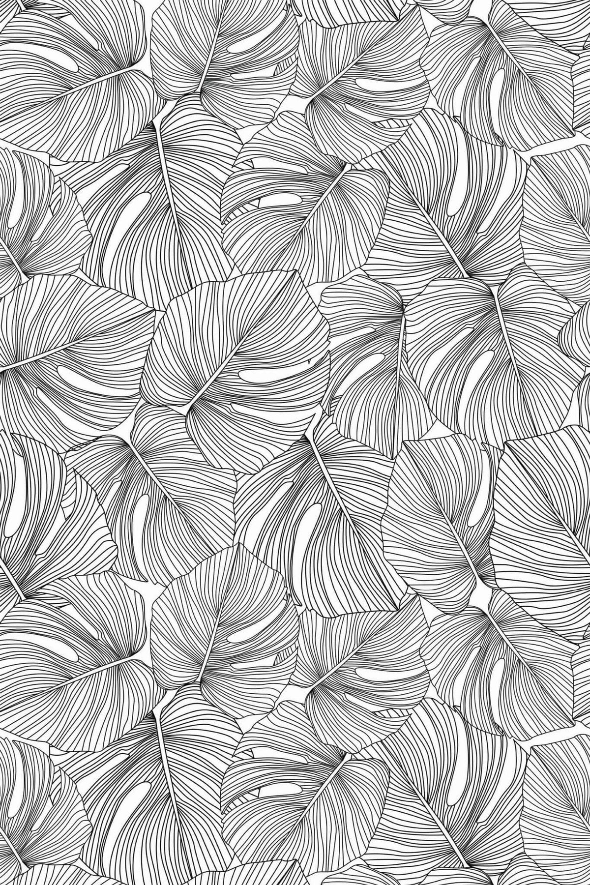 Monstera au Trait Noir, le motif seul