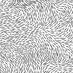 Gros plan de l'impression : traits noirs à l'encre, pleins et déliés visibles, réserves blanches entre eux.