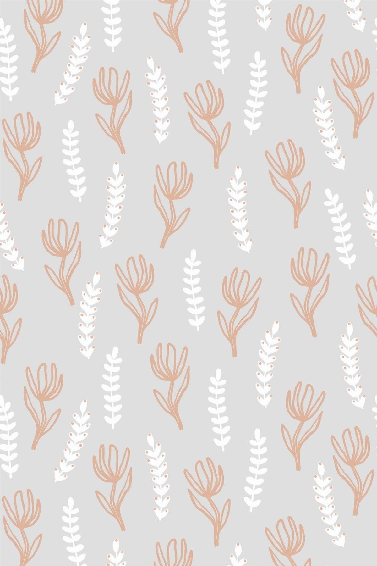 Tulipes Terracotta sur Gris Perle, le motif seul