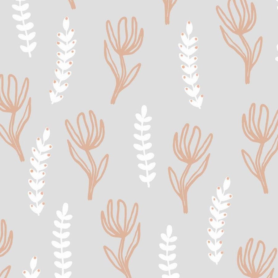 Tulipes Terracotta sur Gris Perle, le motif seul