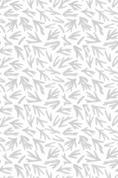 Décor à plat couvert de courtes branches d'aiguilles gris perle orientées dans tous les sens sur un fond blanc