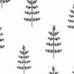 Gros plan de l'impression montrant le tremblé du trait d'encre et les petites hachures des branches