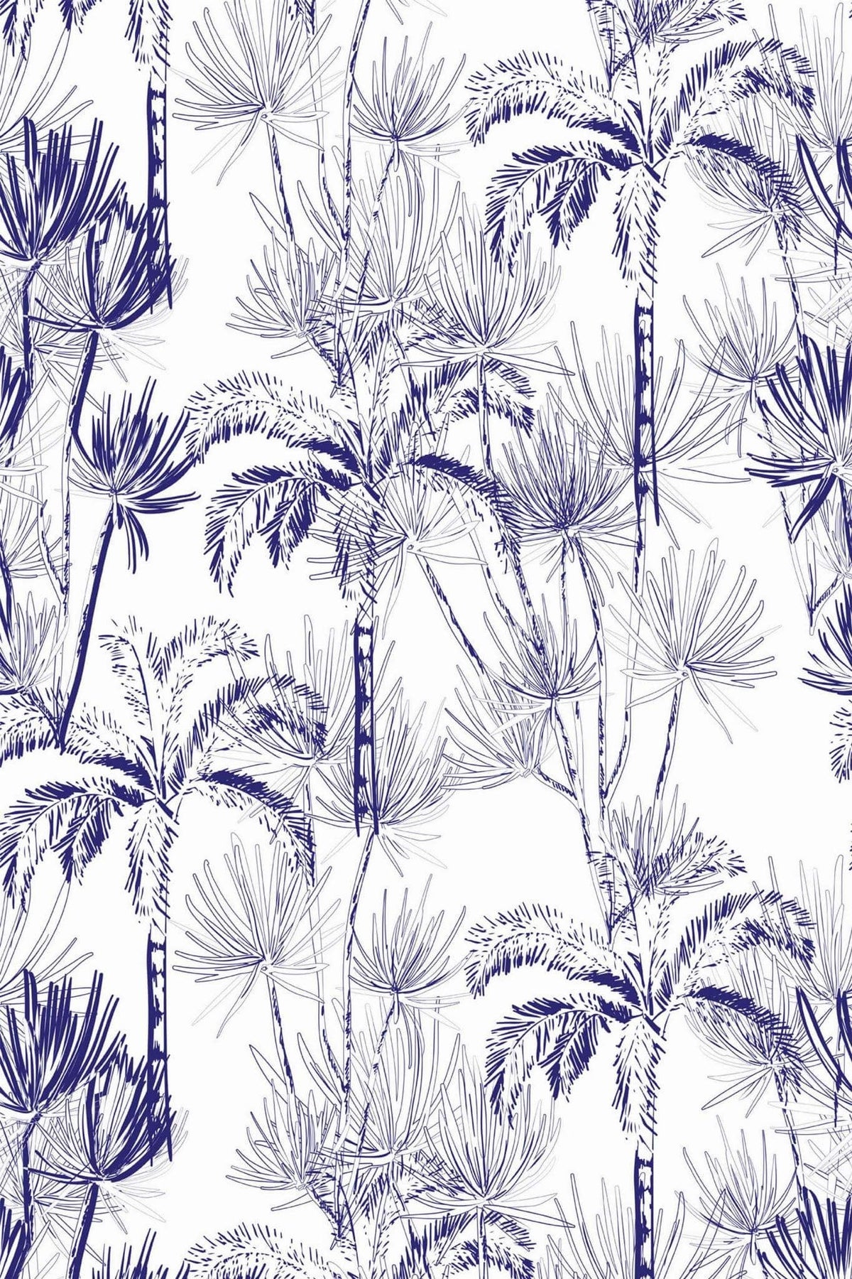 Palmiers d'Encre Bleu Marine, aperçu aux dimensions saisies