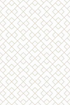 Motif à plat de losanges emboîtés tracés au trait beige doré sur fond blanc cassé