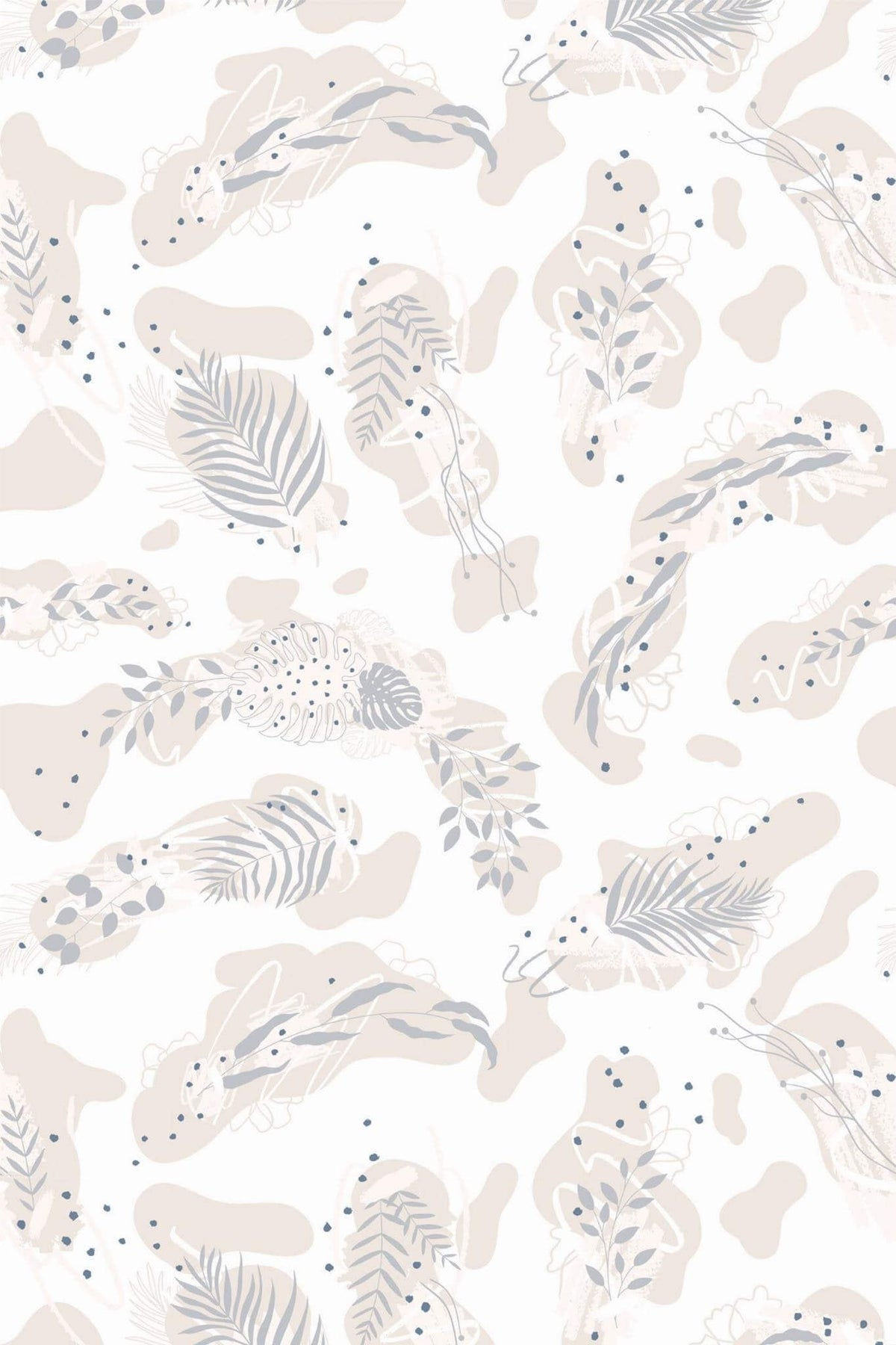 Fougères Grises sur Ivoire, aperçu aux dimensions saisies