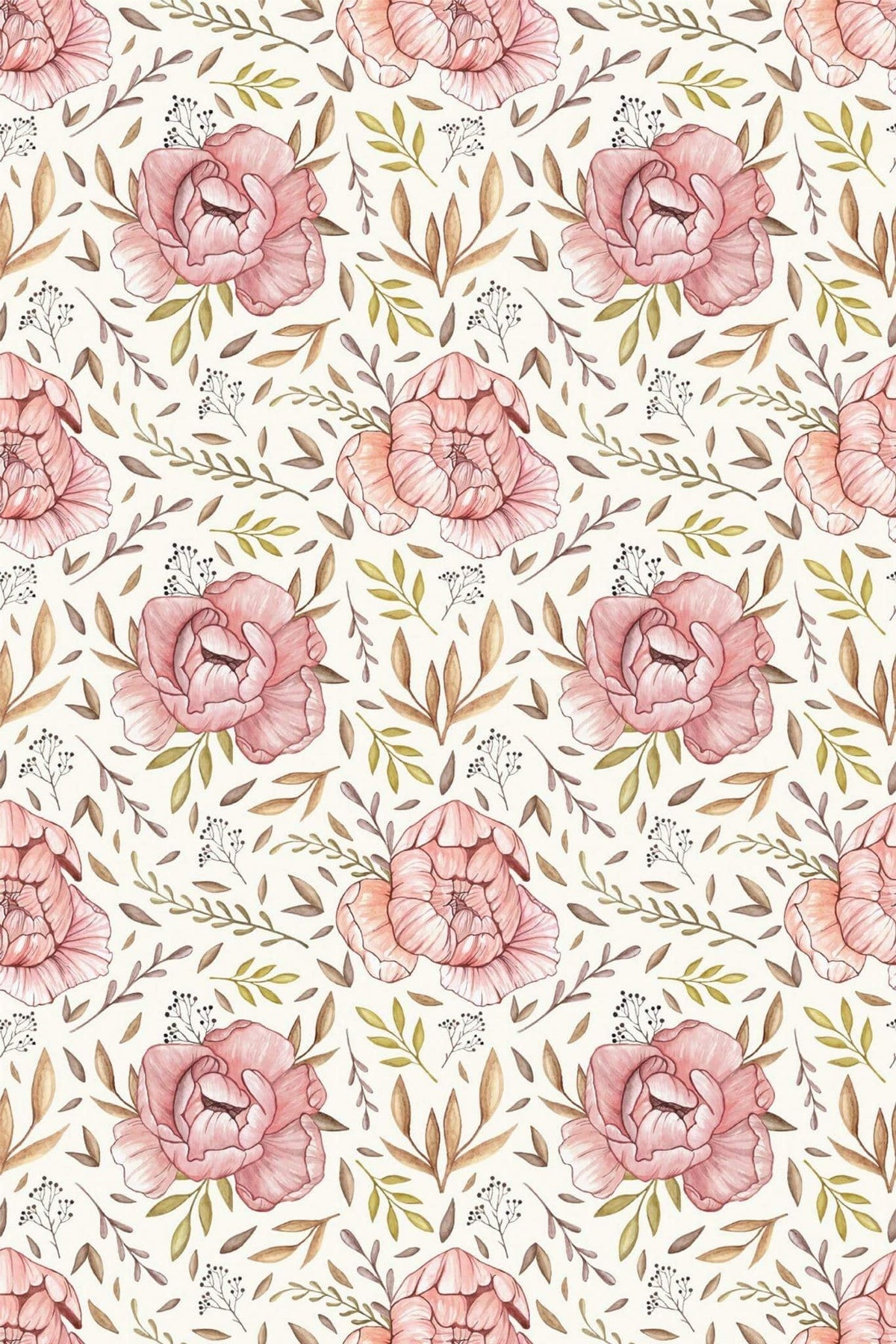 Pivoines Aquarelle Rose Poudré, aperçu aux dimensions saisies