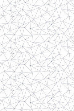 Motif à plat : réseau de triangles irréguliers tracés au trait fin violet pâle sur fond blanc.