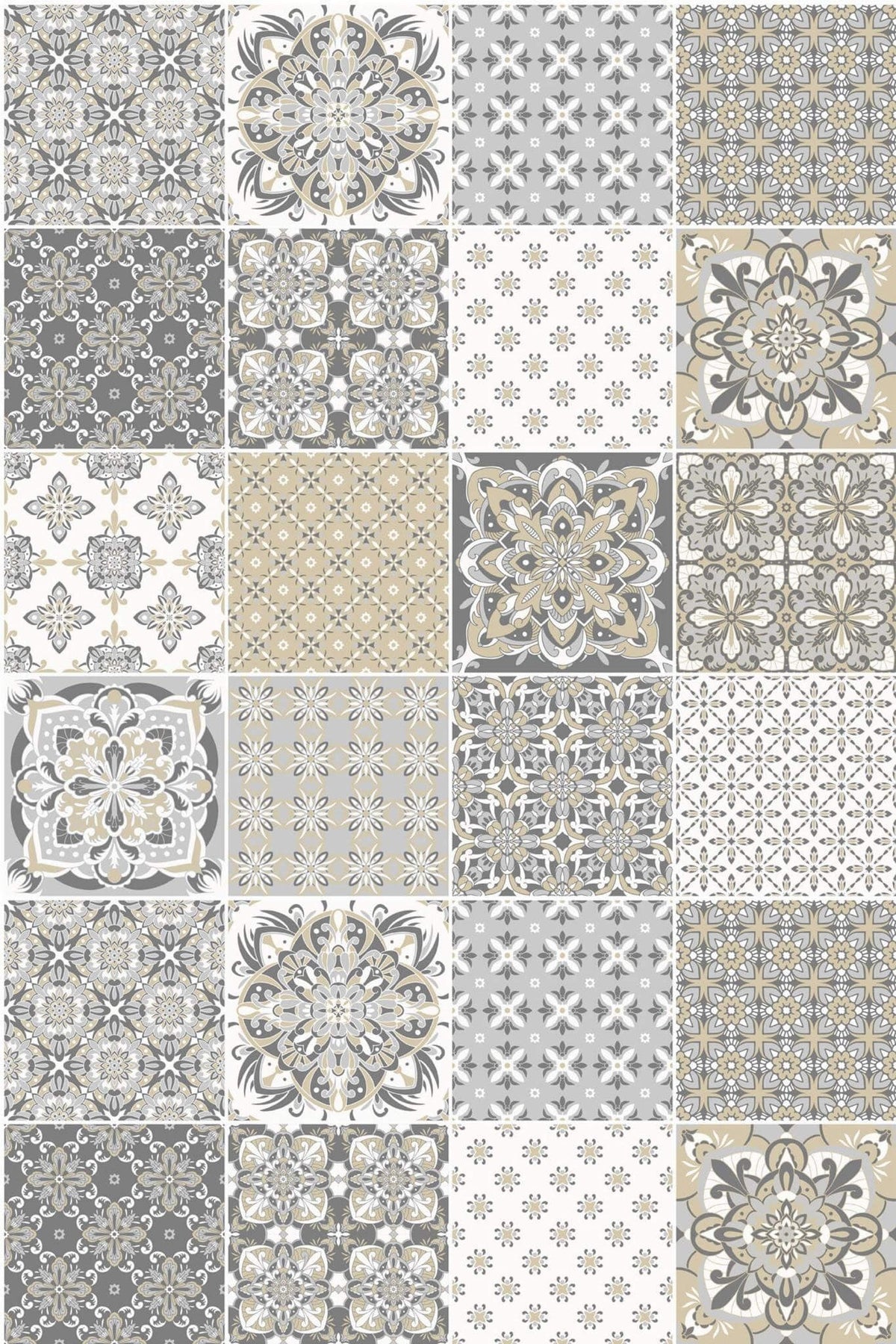 Patchwork de Carreaux Gris et Sable, le motif seul