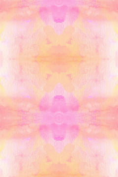 Motif à plat : lavis rose vif fondu dans du jaune abricot et du blanc rosé, répété en miroir horizontal.