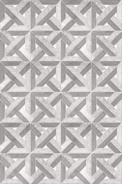 Motif à plat : dalles de pierre grise en triangles et chevrons formant des étoiles à quatre branches