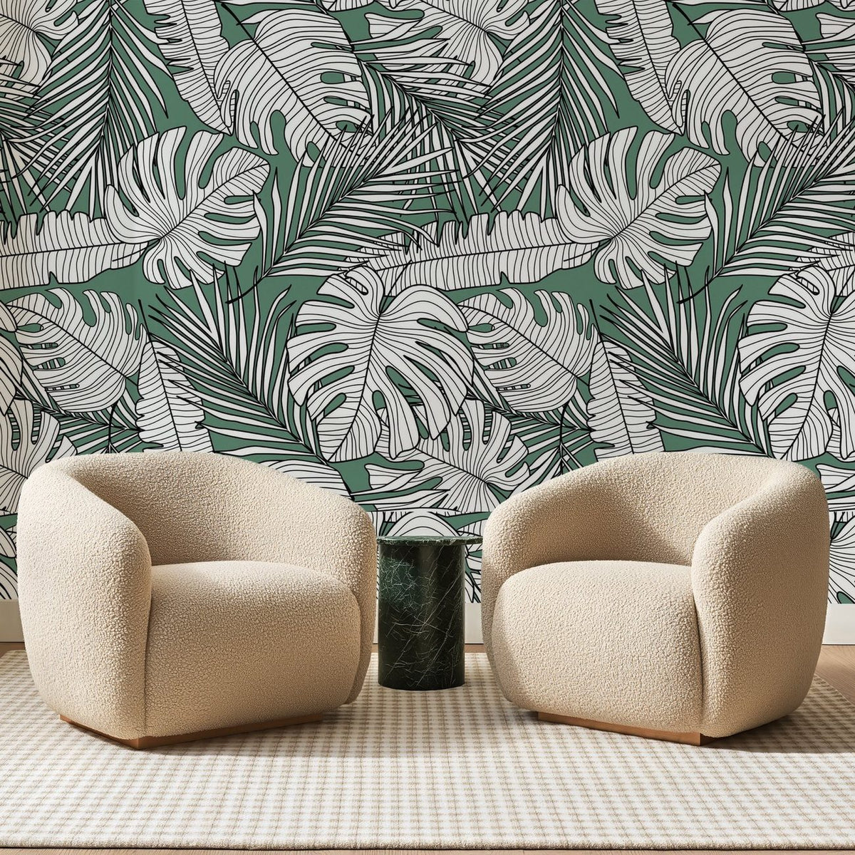 Monstera au Trait sur Vert, en situation