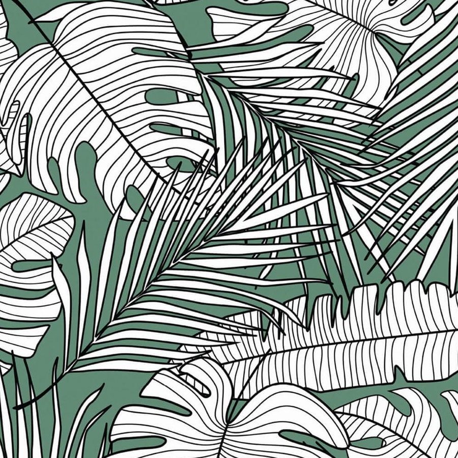 Monstera au Trait sur Vert, le motif seul