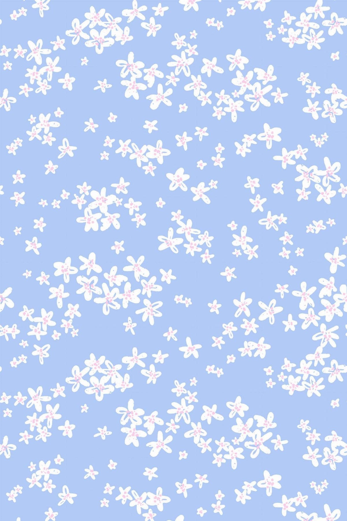 Fleurettes Blanches Bleu Pervenche, aperçu aux dimensions saisies
