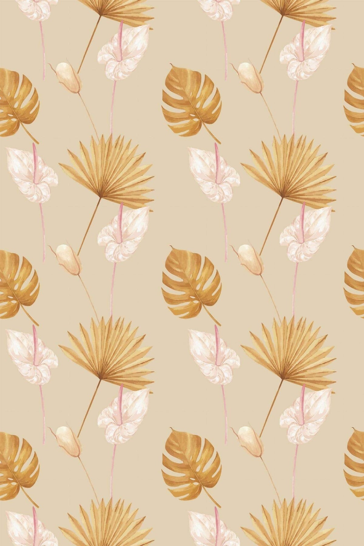 Palmes Séchées Sable et Rose, le motif seul
