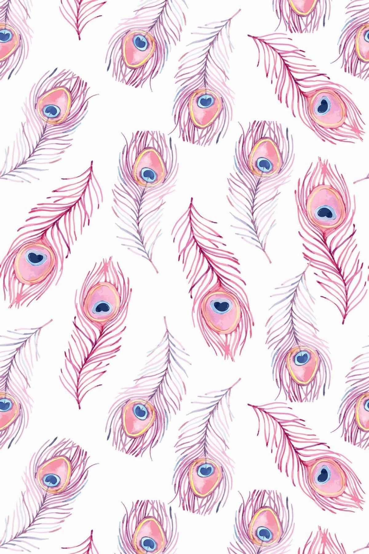 Plumes de Paon Rose Aquarelle, le motif seul