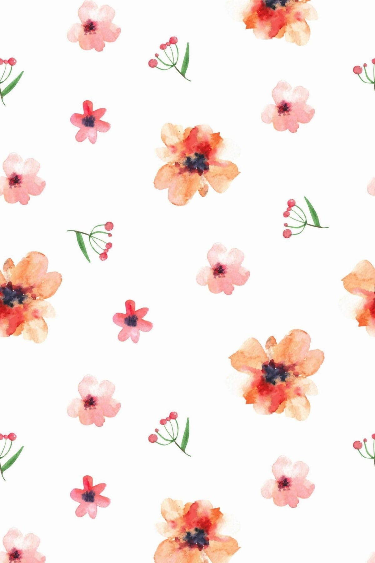 Fleurs Aquarelle Rose Corail, le motif seul