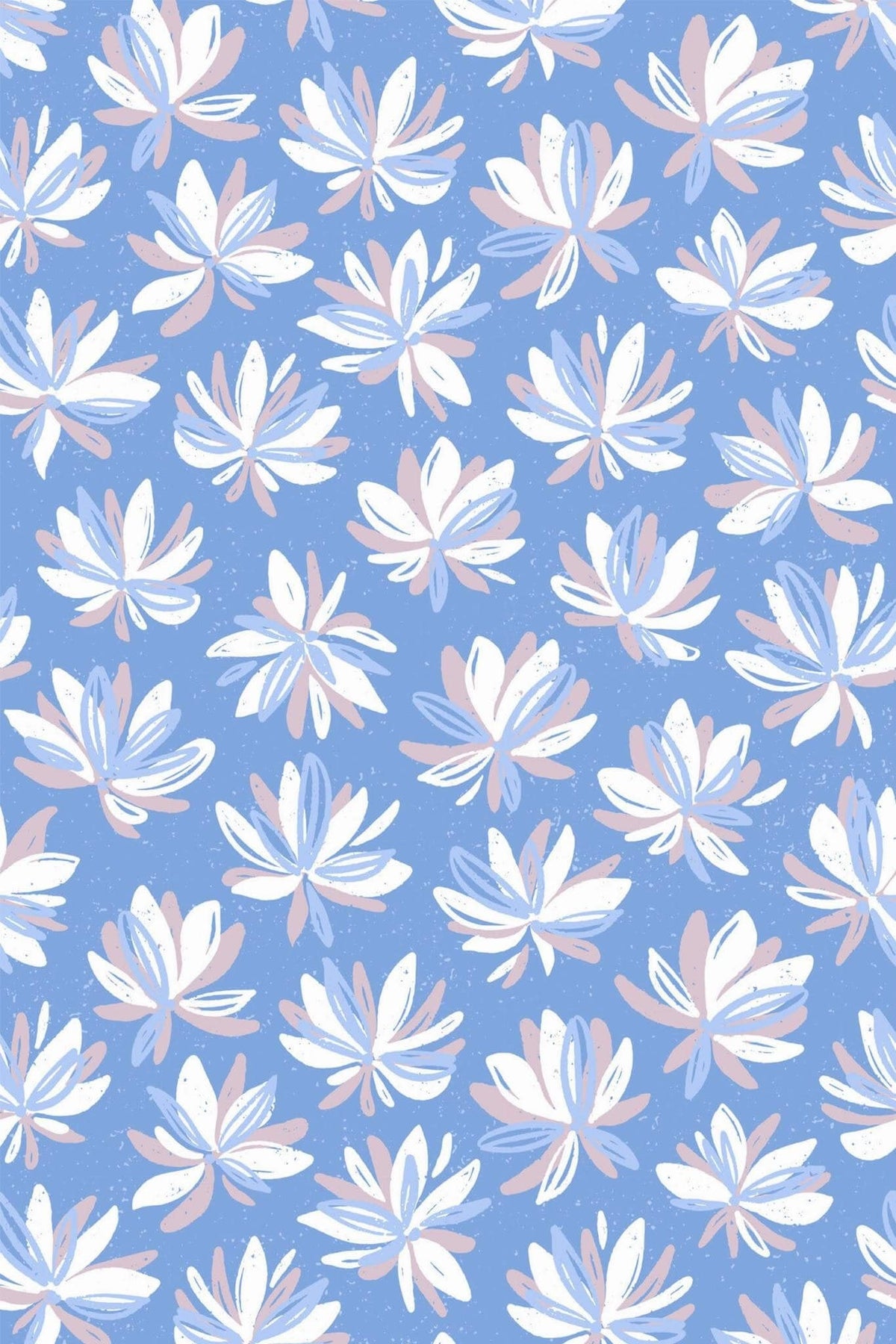 Fleurs Étoilées sur Bleu Bleuet, le motif seul
