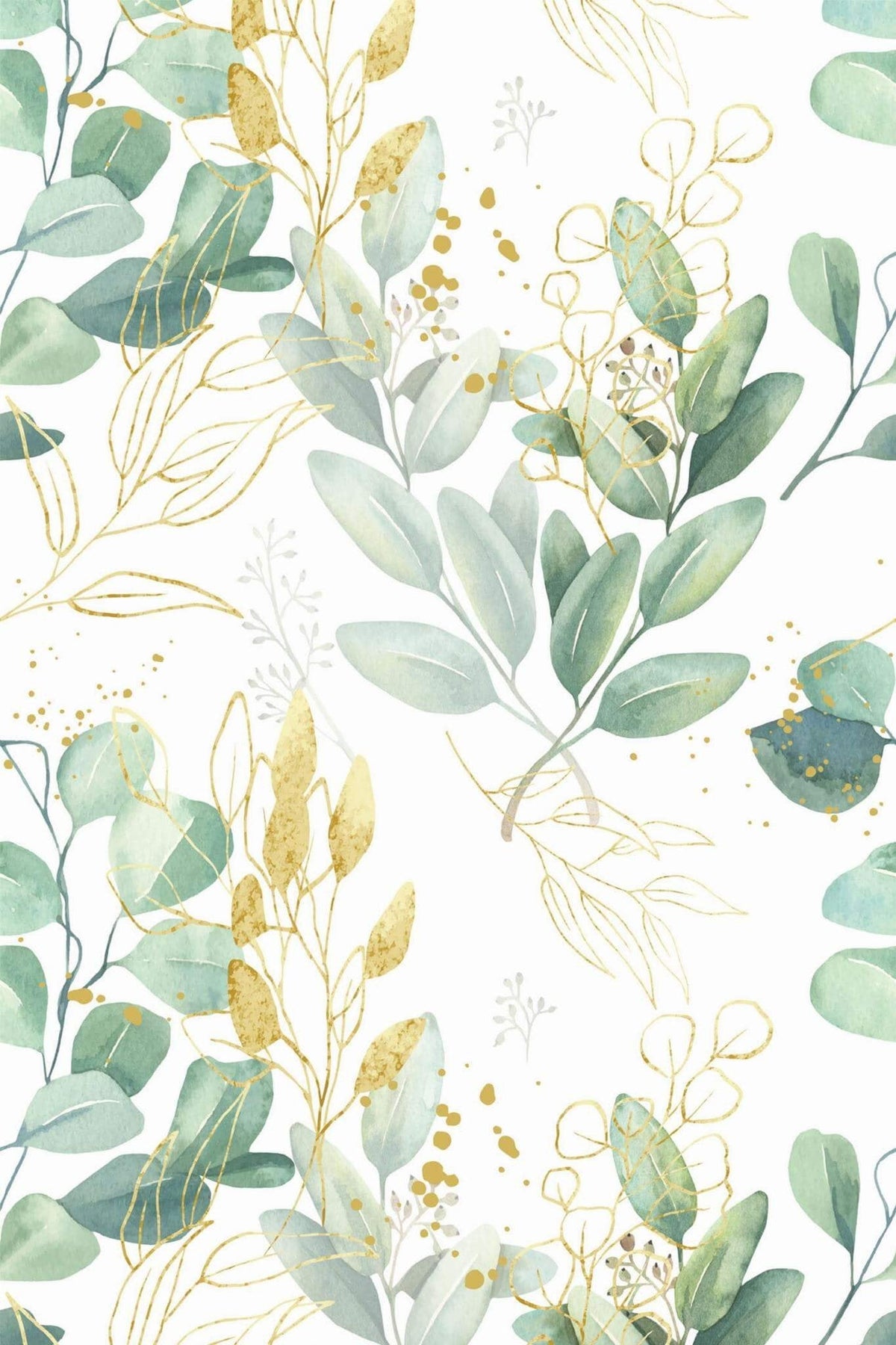Eucalyptus Vert d'Eau et Or, le motif seul