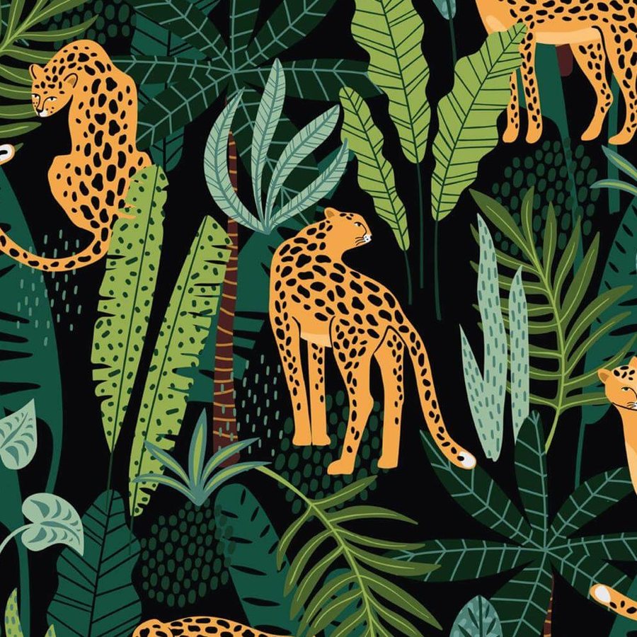 Léopards en Jungle Sombre, le motif seul