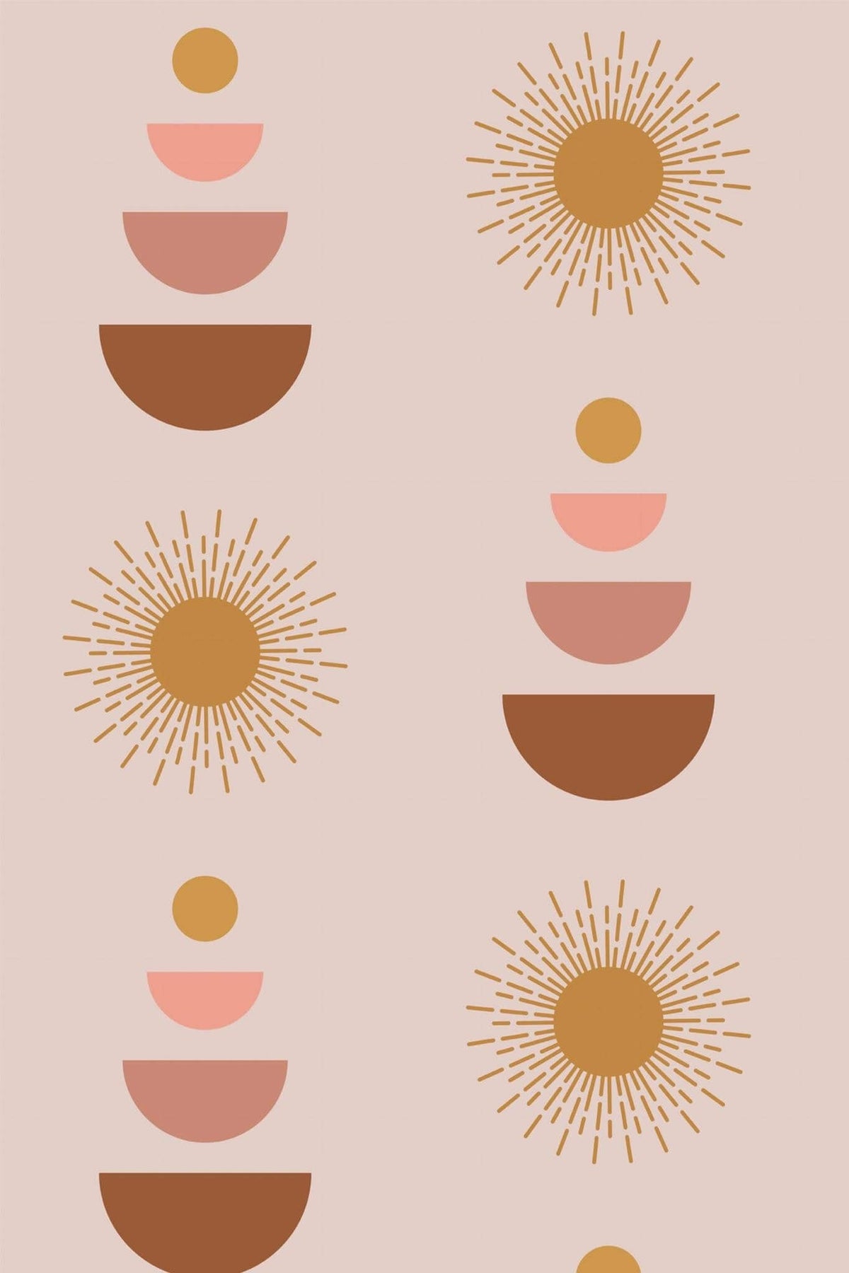 Soleils Ocre sur Rose Poudré, le motif seul