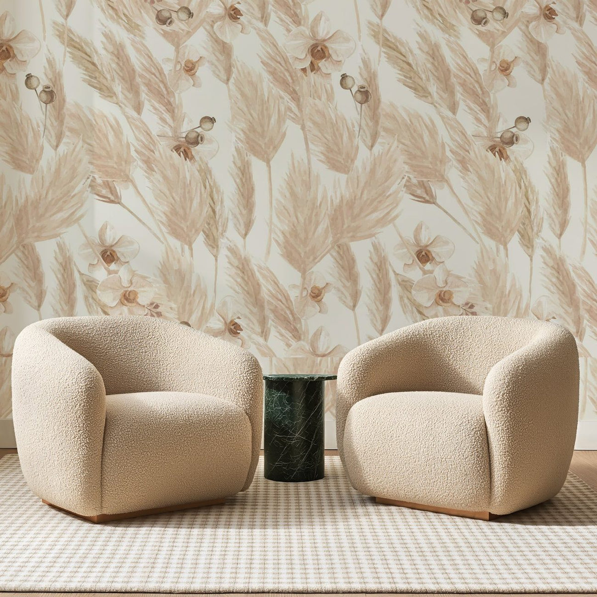 Pampa et Fleurs Séchées Beige, en situation
