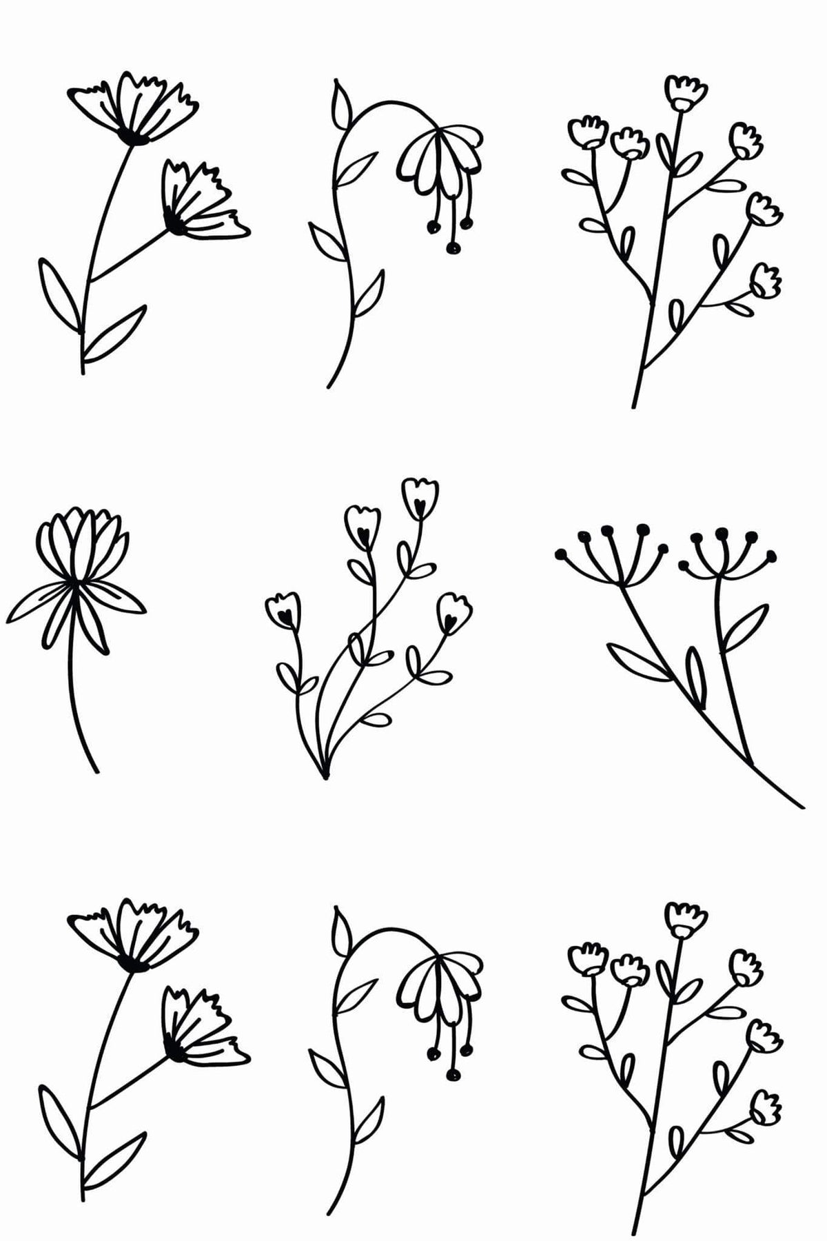 Fleurs des Champs à l'Encre, le motif seul