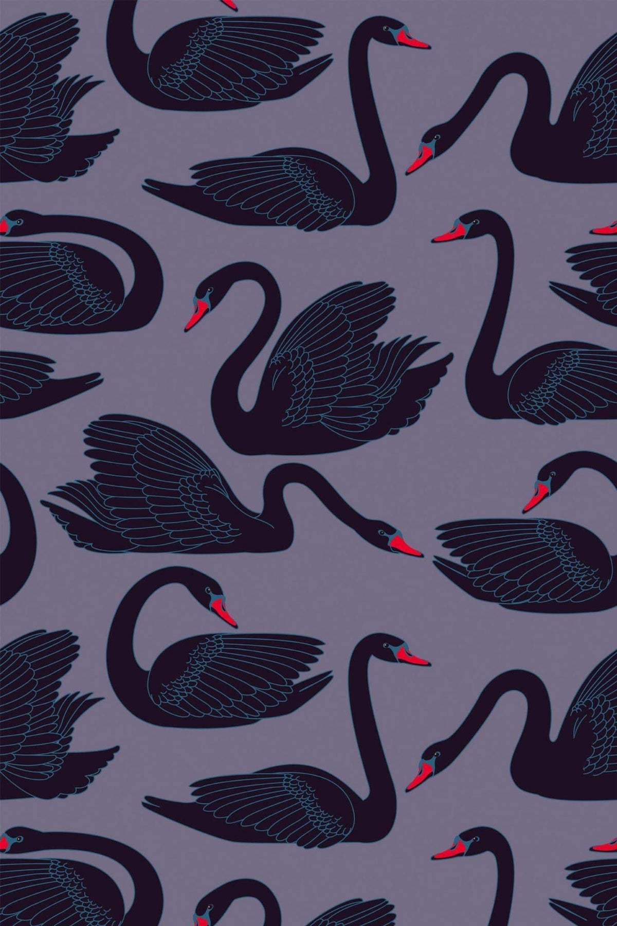Cygnes Noirs sur Mauve, le motif seul