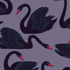 Gros plan de l'impression : liseré bleu pâle des plumes sur le noir et bord du bec rouge.