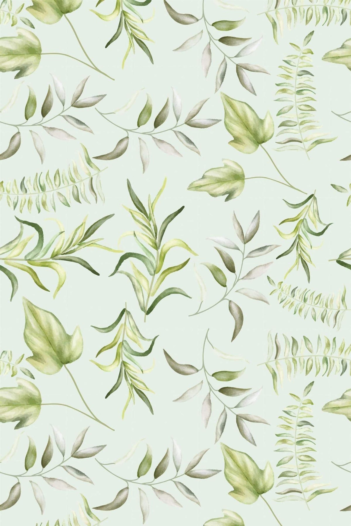 Feuillages Aquarelle Vert d'Eau, aperçu aux dimensions saisies