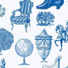 Gros plan de l'impression : hachures bleu roi formant les ombres d'un vase, trait serré sur le blanc.