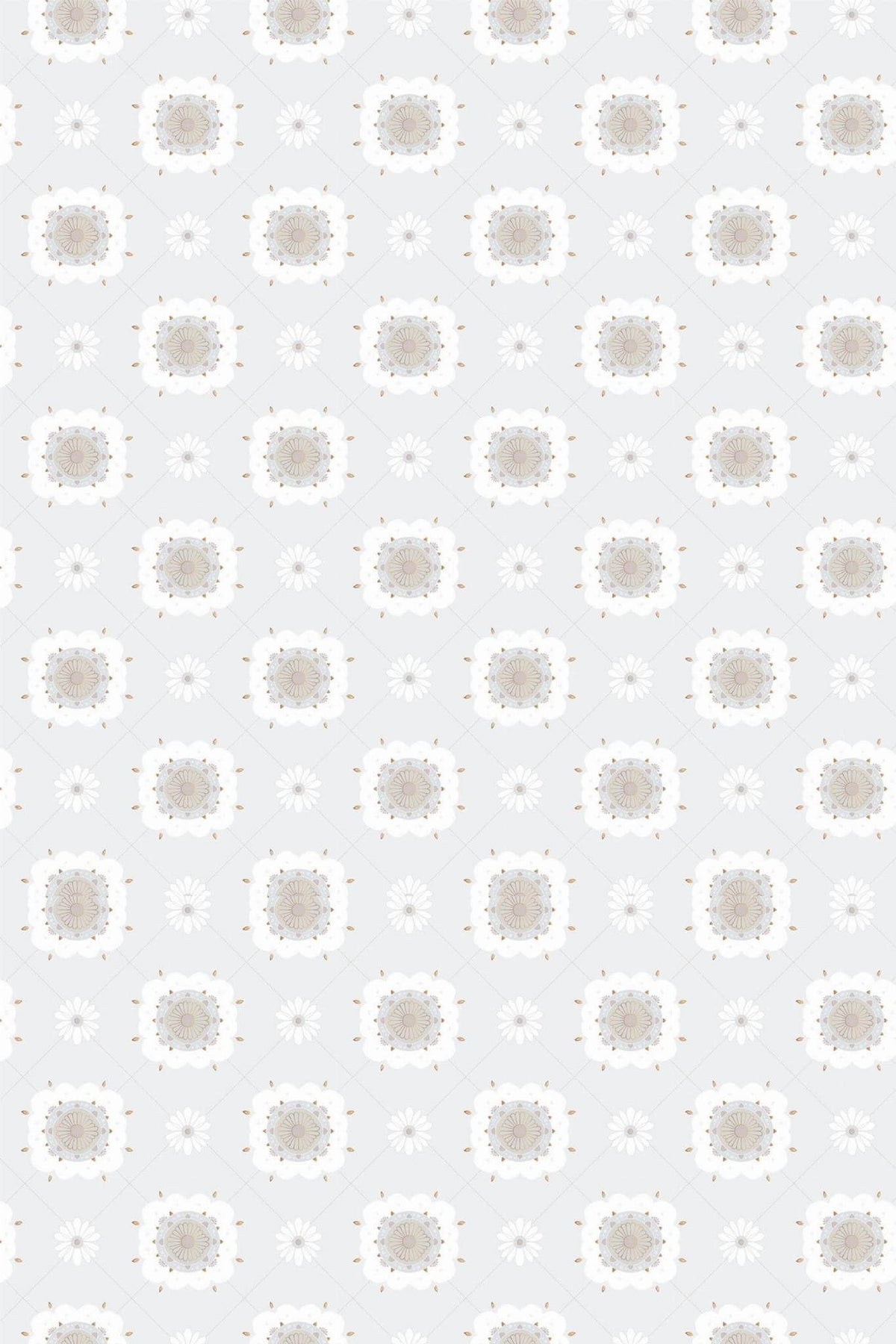 Petites Rosaces Gris Perle, aperçu aux dimensions saisies