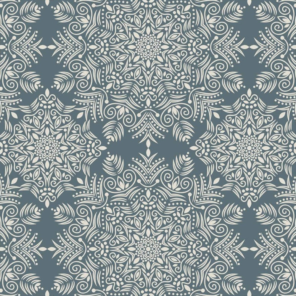 Rosaces Dentelées Bleu Ardoise, le motif seul