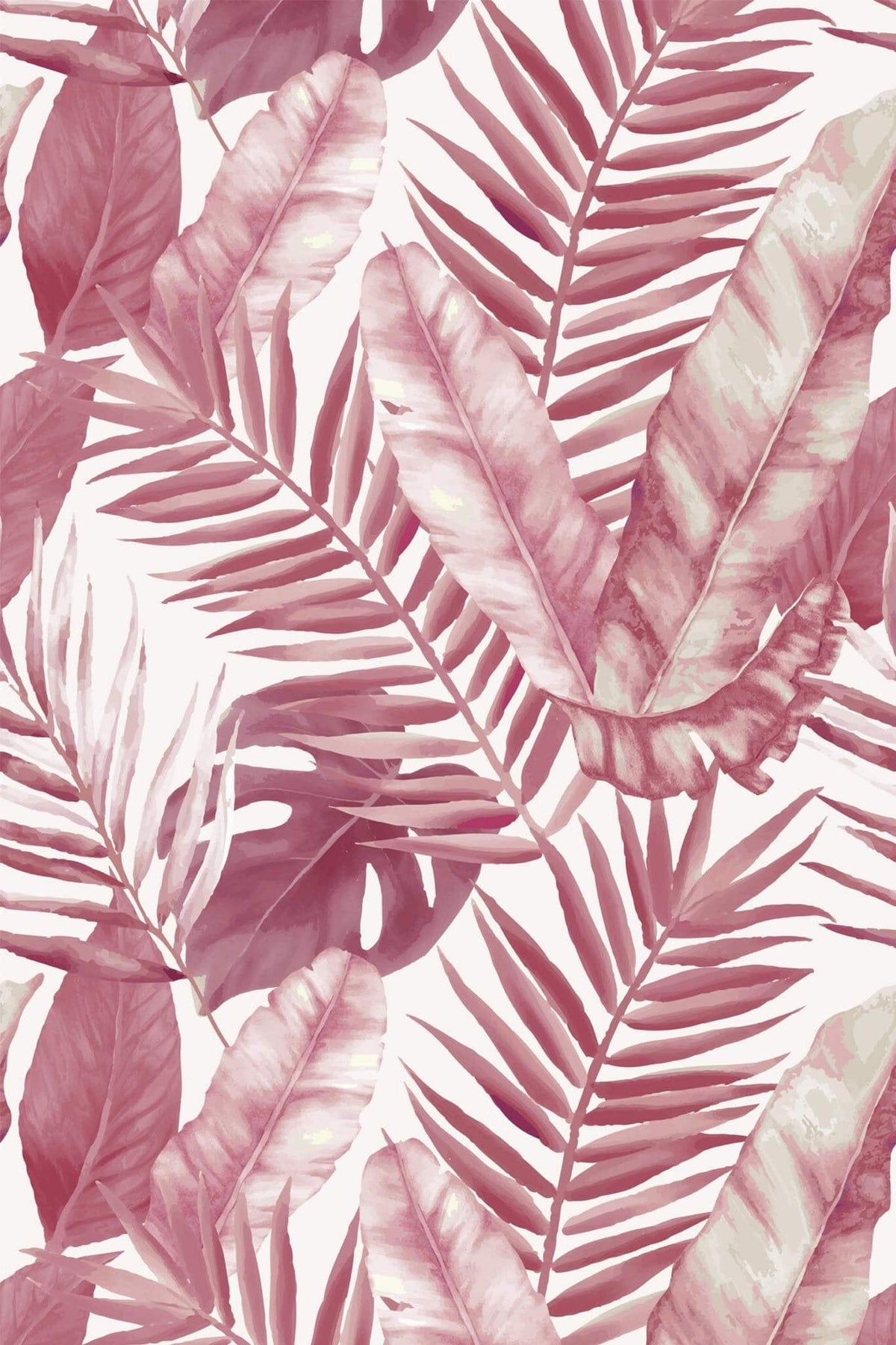 Palmes Tropicales Rose Aquarelle, aperçu aux dimensions saisies