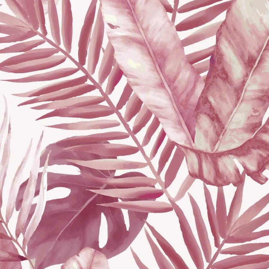 Palmes Tropicales Rose Aquarelle, le motif seul