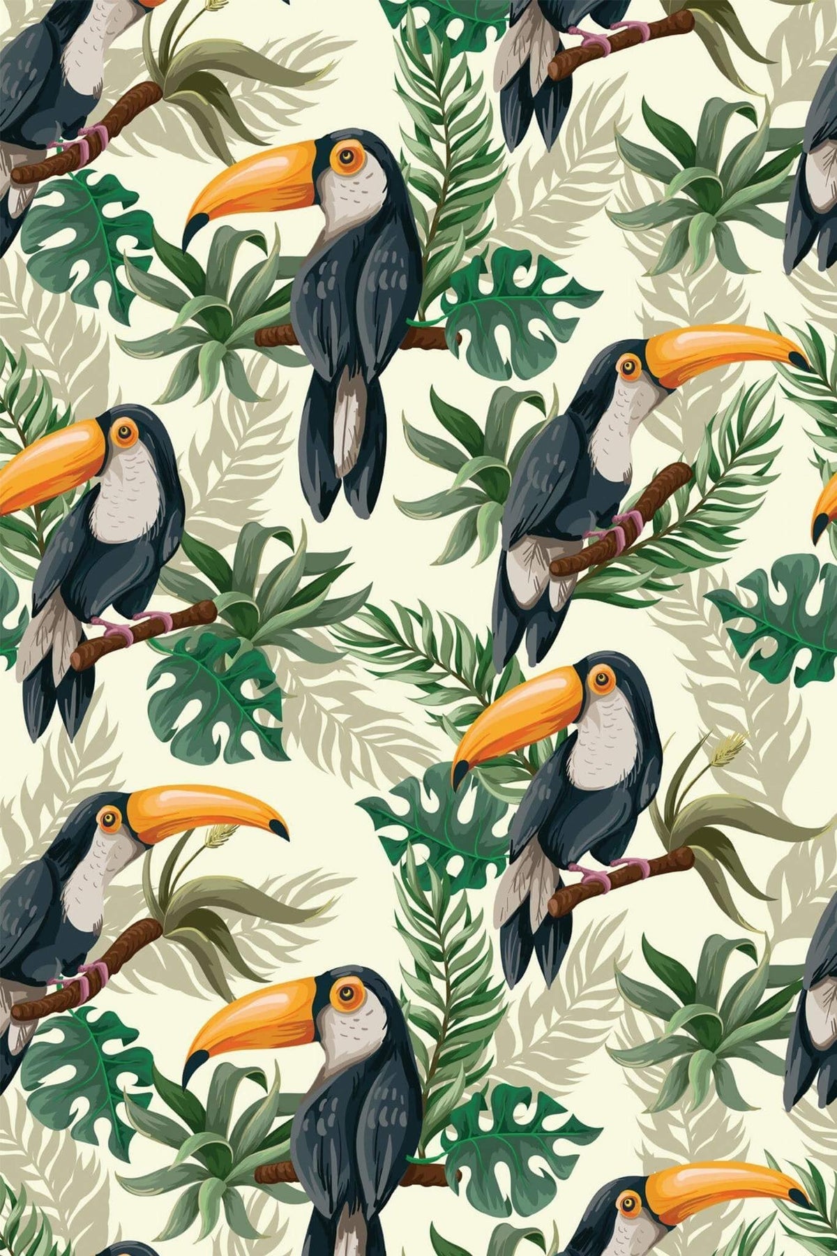Toucans dans les Palmes Vertes, aperçu aux dimensions saisies