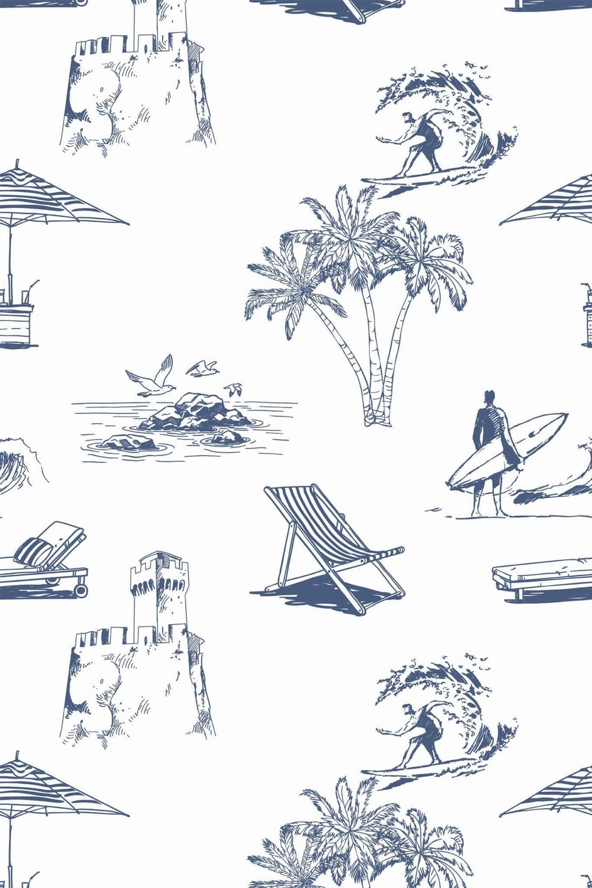 Toile Balnéaire Bleu Marine, le motif seul