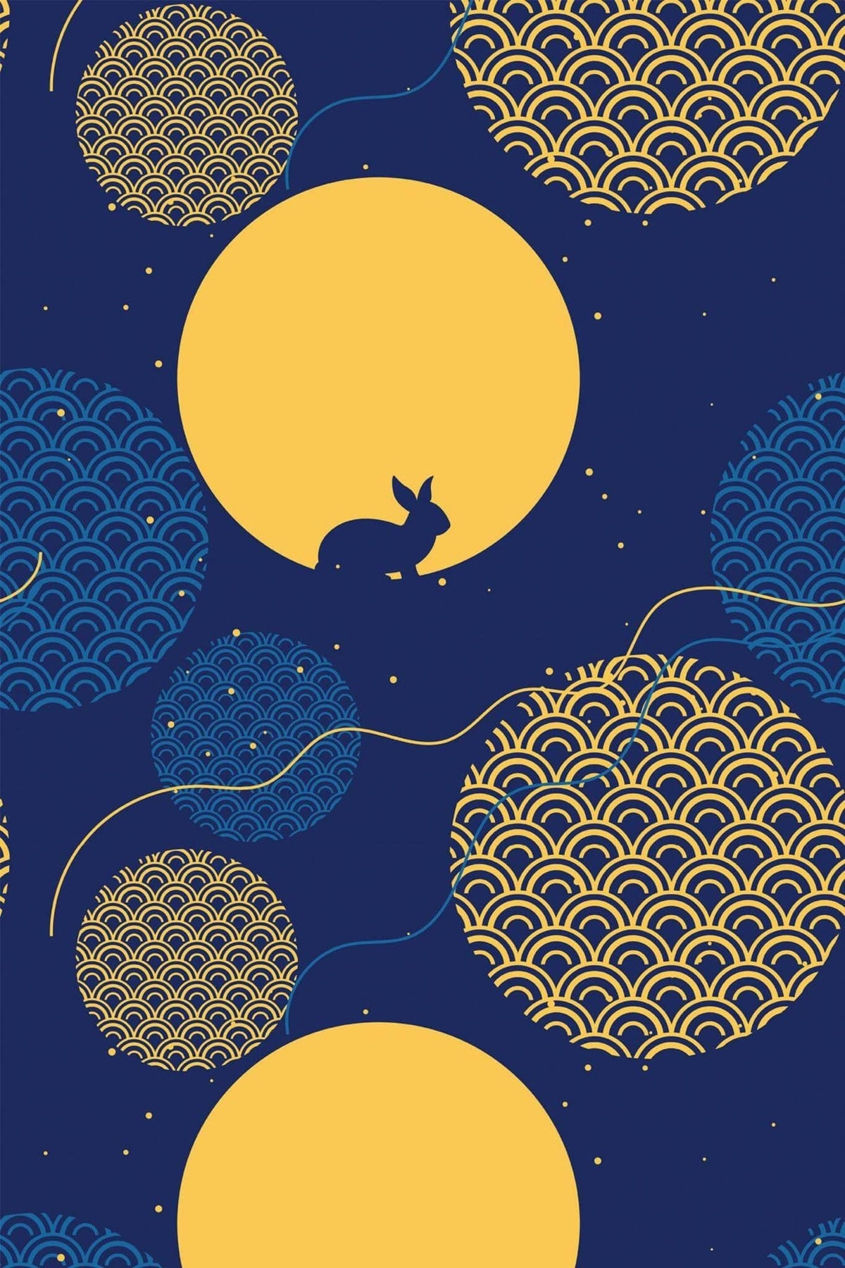 Lune au Lapin Bleu Nuit, le motif seul