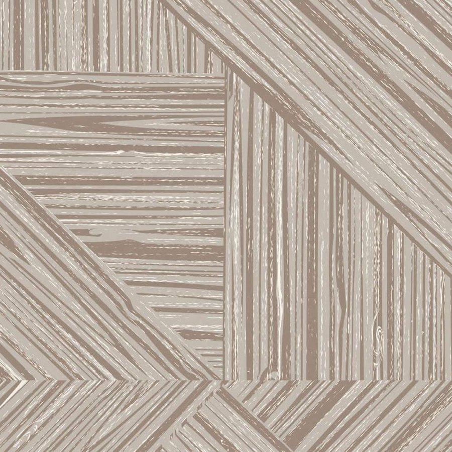 Gros plan sur l'impression : veinage blanc crayeux et nœud ovale sur fond taupe