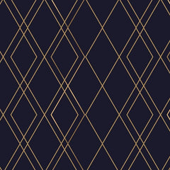 Gros plan sur l'impression : le croisement de deux lignes dorées et le second contour d'un losange.