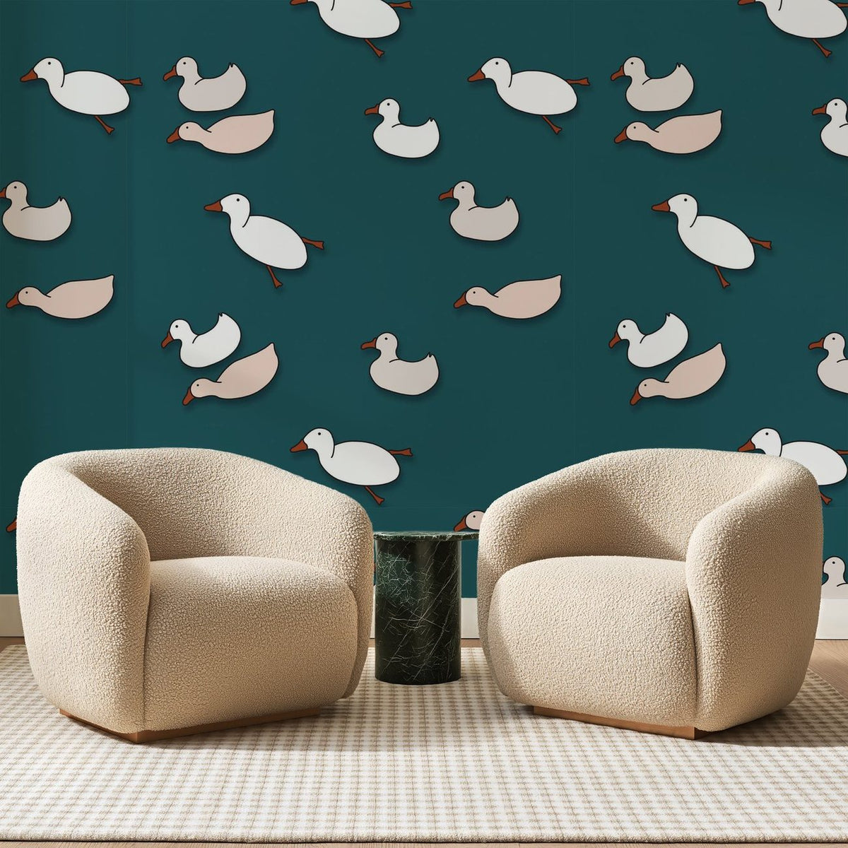 Canards Sur Bleu Canard, en situation