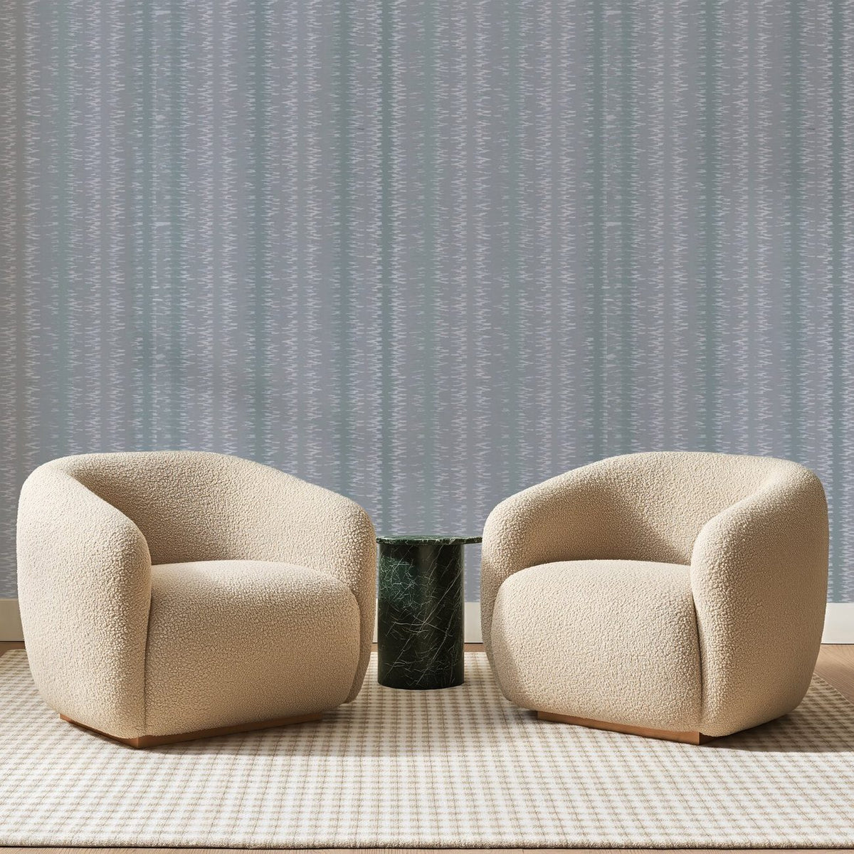 Rayures Ikat Gris Bleuté, en situation